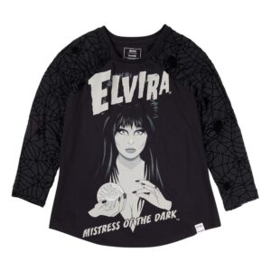 Elivira by Loungefly Tee T-Shirt Unisex Shirred Raglan Размер S