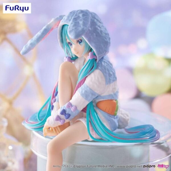 Hatsune Miku Noodle Stopper PVC Statue Hatsune Miku Rabbit Ear Hood Pajama Blue Color Ver. 14 cm