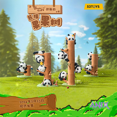 Panda Roll Blind Box Figuur Assortment Fruit Tree Climbing 7 cm (Juhuslik)