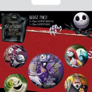 Значки с персонажами из мультфильма «Кошмар перед Рождеством» (набор из 5 штук)