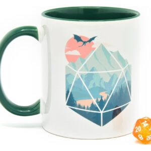 Подарочный набор Glassstaff: кружка и кубик D20. Сцена с кубиком D20