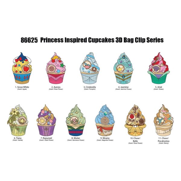 Disney printsesside 3D-vahtkottide klambrid, cupcake’ide väljapanek (24)