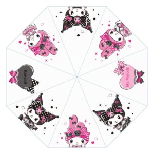 Зонт из серии «Sanrio Pink Black Party» с изображением Куроми и Май Мелоди, прозрачный