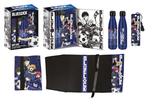 Bluelock Steel Bottle, Sticker, Book Cover Gift Set Blue