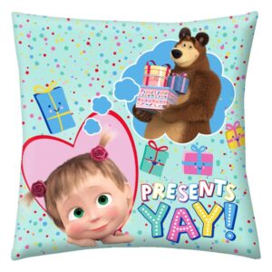 Подушка «Маша и Медведь» с надписью «Yay!» 40 x 40 см