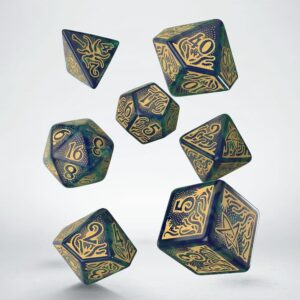 Call of Cthulhu 7th Edition Dice Set of 7 Blue-green & Gold