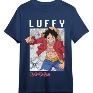 One Piece T-Shirt Monkey D. Luffy Mapa Denim Size L