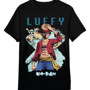 One Piece T-Shirt Monkey D. Luffy Mapa Black Size XXL