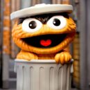 Sesame Street FUN! FUN! Vinyl Action Figure Oscar the Grouch (Orange) 13 cm