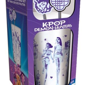 KPop Demon Hunters Glass Tumbler with Straws 485 ml